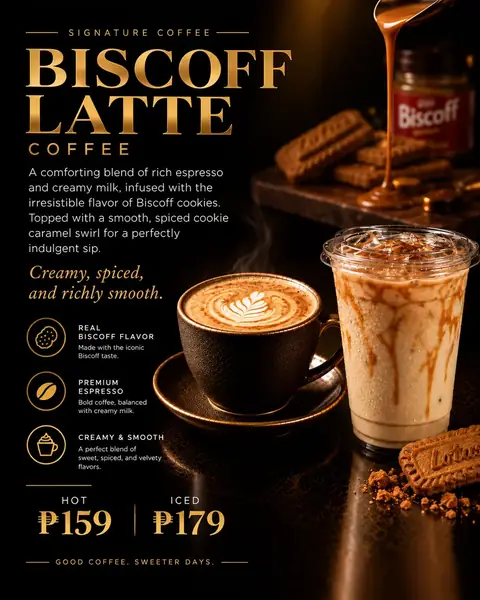 Biscoff Latte menu poster