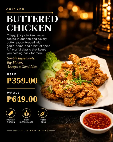 Buttered Chicken menu poster