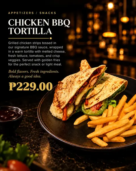 Chicken BBQ Tortilla Wrap menu poster