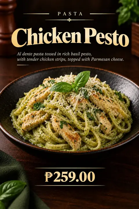 Chicken Pesto menu poster
