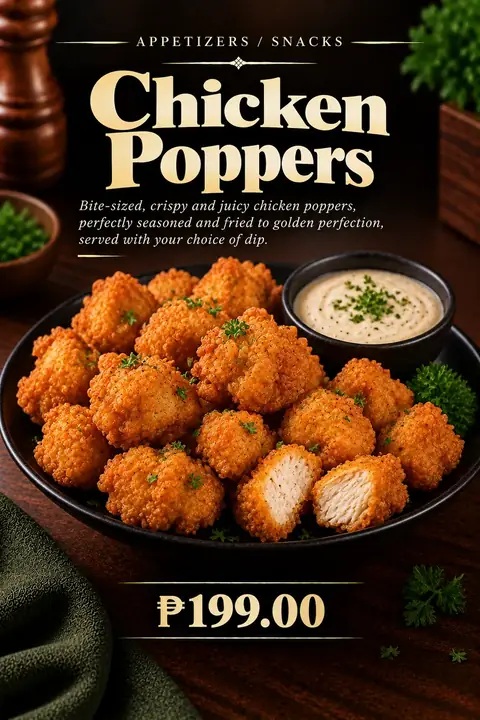 Chicken Poppers menu poster