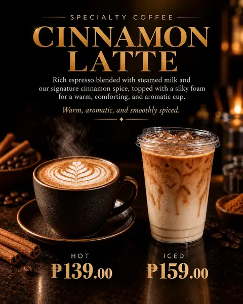 Cinnamon Latte menu poster