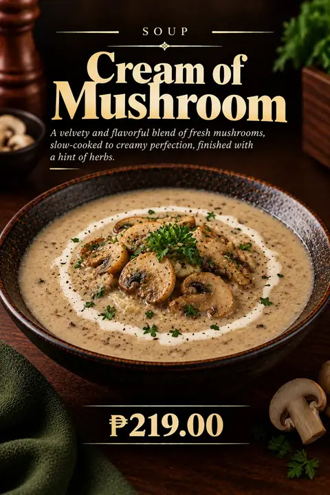 Cream of Mushroom menu poster