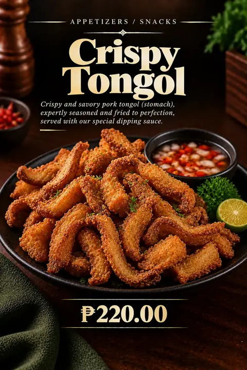 Crispy Tongol menu poster
