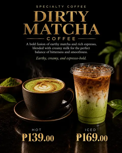 Dirty Matcha menu poster
