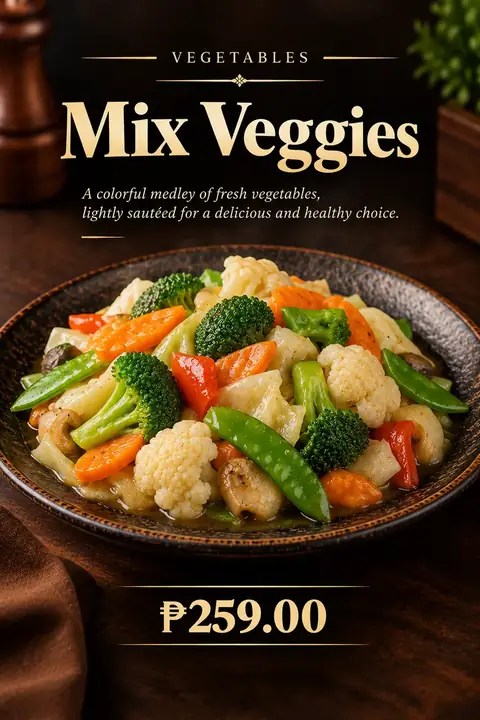 Mix Veggies menu poster
