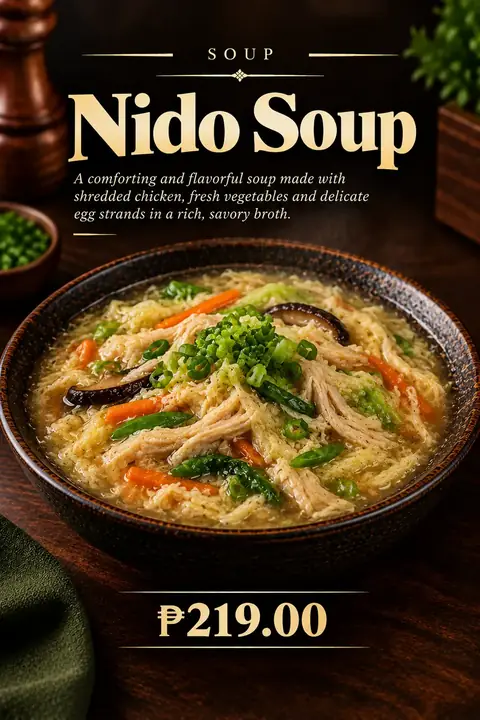 Nido Soup menu poster