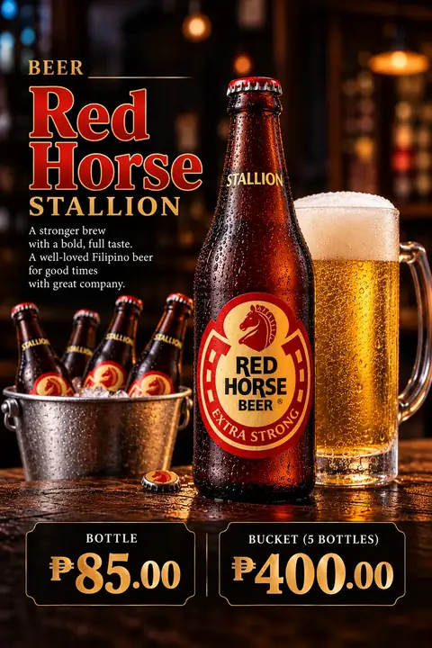 Red Horse Stallion menu poster