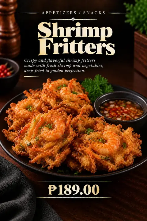 Shrimp Fritters menu poster