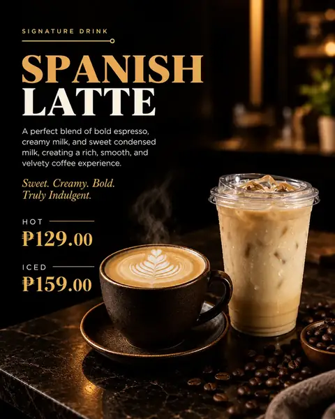Spanish Latte menu poster
