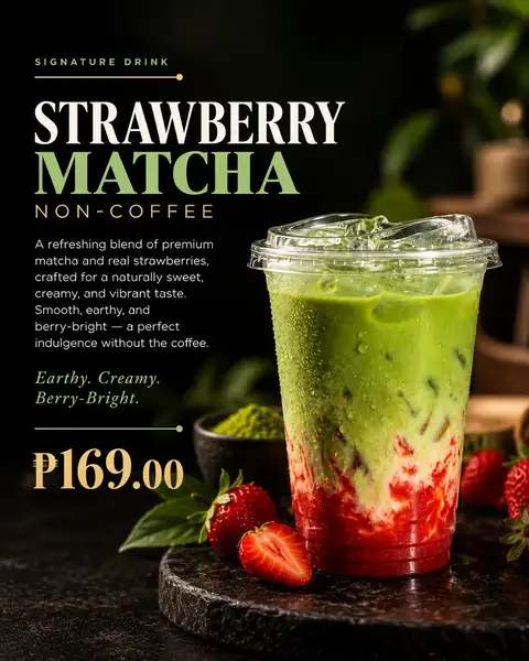 Strawberry Matcha menu poster