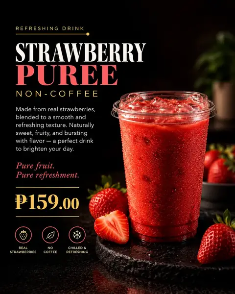 Strawberry Puree menu poster