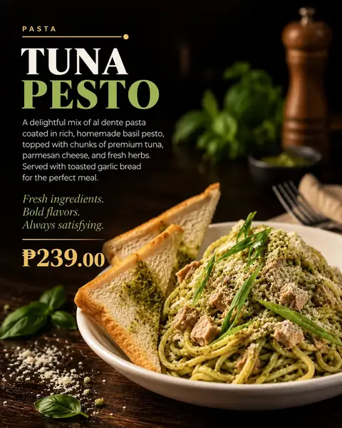 Tuna Pesto menu poster
